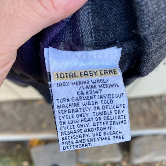 Talbots Merino Wool Turtleneck Sweater Made in Italy Size Medium Purple Striped - Picture 4 of 5